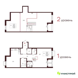 Планировка 1-комн. квартира, 101.15 м² ЖК «Лисино»