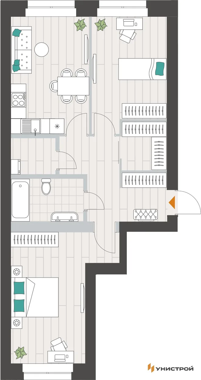Планировка 2-комн. квартира, 66.86 м² ЖК «Аквамарин» Планировка 2-комн. квартира, 66.86 м² ЖК «Аквамарин»