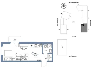Планировка Студия, 31.61 м² ЖК «Уральский сад»