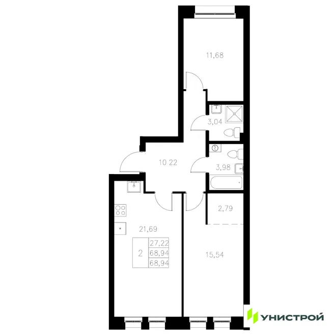 Планировка 2-комн. квартира, 68.94 м² ЖК «Statum» Планировка 2-комн. квартира, 68.94 м² ЖК «Statum»