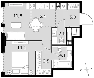 Квартира 2-комн. квартира, 43 м² ЖК «Sydney City» Фото 1 Квартира 2-комн. квартира, 43 м² ЖК «Sydney City» Фото 1