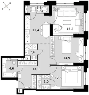 Квартира 3-комн. квартира, 80 м² ЖК «Sydney City» Фото 1 Квартира 3-комн. квартира, 80 м² ЖК «Sydney City» Фото 1