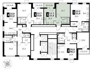 Квартира 1-комн. квартира, 33.9 м² ЖК «1-й Южный» Фото 2 Квартира 1-комн. квартира, 33.9 м² ЖК «1-й Южный» Фото 2