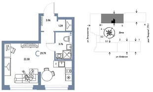 Планировка Студия, 29.79 м² ЖК «Страна.Энтузиастов»