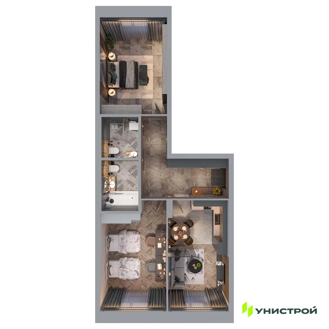 Планировка 2-комн. квартира, 63.9 м² ЖК «Statum»