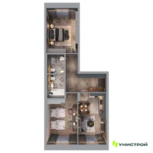Планировка 2-комн. квартира, 63.9 м² ЖК «Statum»