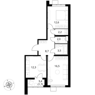 Квартира 2-комн. квартира, 59.5 м² ЖК «1-й Южный» Фото 1 Квартира 2-комн. квартира, 59.5 м² ЖК «1-й Южный» Фото 1