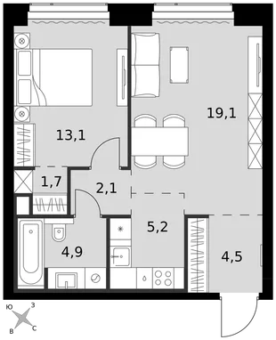 Квартира 2-комн. квартира, 50.6 м² ЖК «Amber Сity» Фото 1 Квартира 2-комн. квартира, 50.6 м² ЖК «Amber Сity» Фото 1