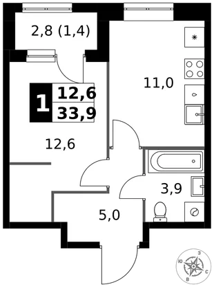 Квартира 1-комн. квартира, 33.9 м² ЖК «1-й Измайловский» Фото 1 Квартира 1-комн. квартира, 33.9 м² ЖК «1-й Измайловский» Фото 1