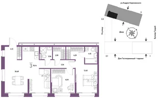 Планировка 3-комн. квартира, 78.14 м² ЖК «Микрорайон Домашний»