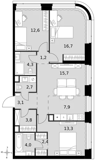 Квартира 4-комн. квартира, 87.7 м² ЖК «Amber Сity» Фото 1 Квартира 4-комн. квартира, 87.7 м² ЖК «Amber Сity» Фото 1