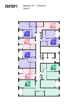 Квартира Студия, 26.3 м² ЖК «Первое место» Фото 1 Квартира Студия, 26.3 м² ЖК «Первое место» Фото 1