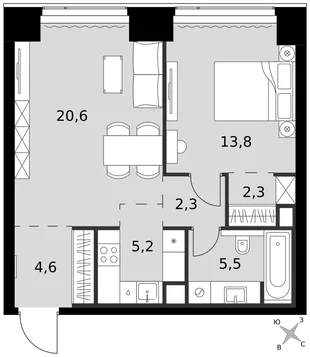 Квартира 2-комн. квартира, 54.3 м² ЖК «Amber Сity» Фото 1 Квартира 2-комн. квартира, 54.3 м² ЖК «Amber Сity» Фото 1