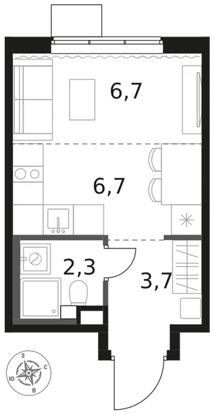 Квартира Студия, 19.4 м² ЖК «1-й Химкинский» Фото 1