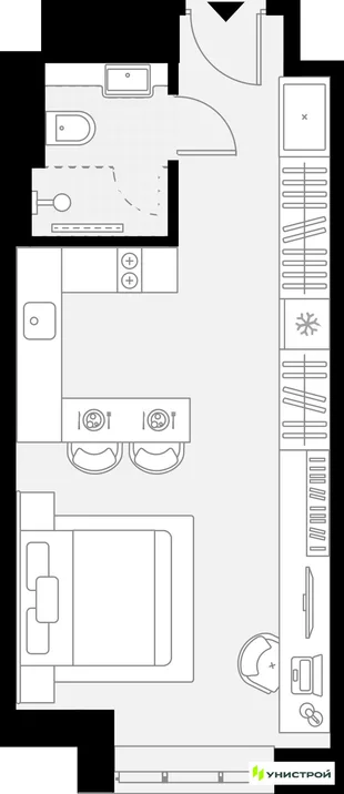 Планировка 1-комн. квартира, 27.98 м² ЖК «YES Горки»