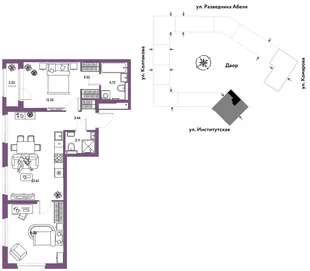 Планировка 3-комн. квартира, 67.08 м² ЖК «Страна.Парковая»