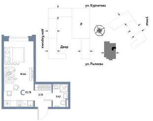 Планировка Студия, 25.78 м² ЖК «Остров-сад»