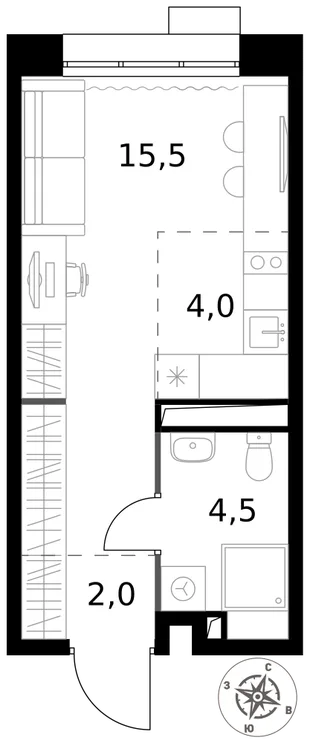 Квартира Студия, 26 м² ЖК «1-й Саларьевский» Фото 1 Квартира Студия, 26 м² ЖК «1-й Саларьевский» Фото 1