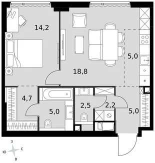 Квартира 2-комн. квартира, 57.4 м² ЖК «Sydney City» Фото 1