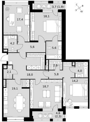 Квартира 4-комн. квартира, 139.2 м² ЖК «Sydney City» Фото 1 Квартира 4-комн. квартира, 139.2 м² ЖК «Sydney City» Фото 1