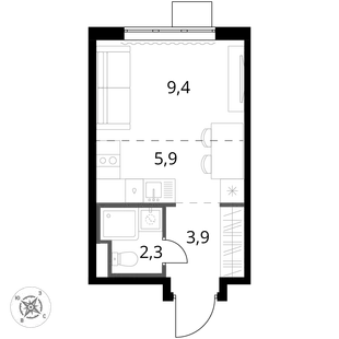 Квартира Студия, 21.5 м² ЖК «1-й Донской» Фото 1 Квартира Студия, 21.5 м² ЖК «1-й Донской» Фото 1
