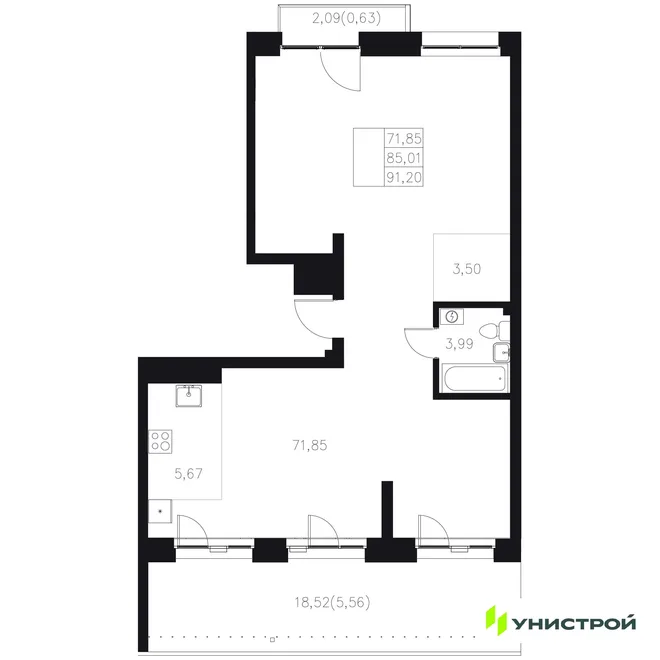 Планировка 1-комн. квартира, 91.2 м² ЖК «Statum» Планировка 1-комн. квартира, 91.2 м² ЖК «Statum»
