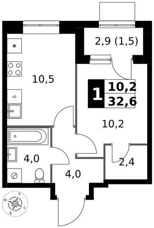 Квартира 1-комн. квартира, 32.6 м² ЖК «1-й Измайловский» Фото 1 Квартира 1-комн. квартира, 32.6 м² ЖК «1-й Измайловский» Фото 1