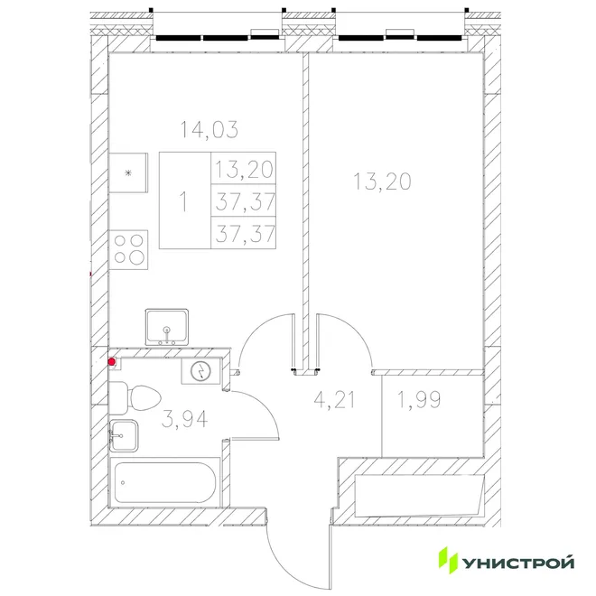 Планировка 1-комн. квартира, 37.37 м² ЖК «Statum» Планировка 1-комн. квартира, 37.37 м² ЖК «Statum»