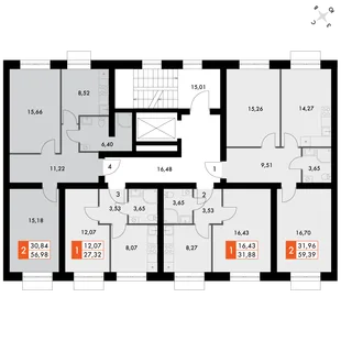 Квартира 2-комн. квартира, 57.4 м² ЖК «ФоРест» Фото 2 Квартира 2-комн. квартира, 57.4 м² ЖК «ФоРест» Фото 2