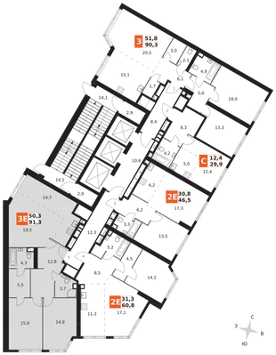 Квартира 3-комн. квартира, 91.3 м² ЖК «Архитектор» Фото 2 Квартира 3-комн. квартира, 91.3 м² ЖК «Архитектор» Фото 2