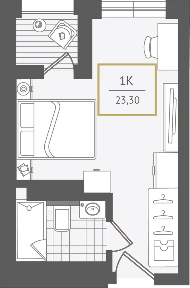 Планировка Студия, 23.3 м² ЖК «Гостиничный комплекс Greenmont» Планировка Студия, 23.3 м² ЖК «Гостиничный комплекс Greenmont»