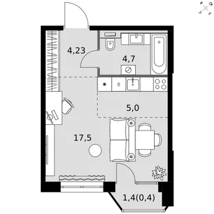 Квартира Студия, 31.9 м² ЖК «Фриссон» Фото 1 Квартира Студия, 31.9 м² ЖК «Фриссон» Фото 1