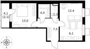 Квартира 2-комн. квартира, 47.4 м² ЖК «1-й Ясеневский» Фото 1 Квартира 2-комн. квартира, 47.4 м² ЖК «1-й Ясеневский» Фото 1
