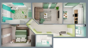 Квартира 3-комн. квартира, 68.23 м² ЖК «Город природы» Фото 1 Квартира 3-комн. квартира, 68.23 м² ЖК «Город природы» Фото 1