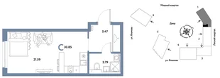 Планировка Студия, 30.85 м² ЖК «Сибирский сад»