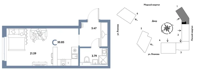 Планировка Студия, 30.85 м² ЖК «Сибирский сад» Планировка Студия, 30.85 м² ЖК «Сибирский сад»