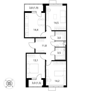 Квартира 3-комн. квартира, 79.4 м² ЖК «1-й Шереметьевский» Фото 1 Квартира 3-комн. квартира, 79.4 м² ЖК «1-й Шереметьевский» Фото 1