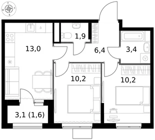 Квартира 2-комн. квартира, 46.7 м² ЖК «1-й Измайловский» Фото 1 Квартира 2-комн. квартира, 46.7 м² ЖК «1-й Измайловский» Фото 1