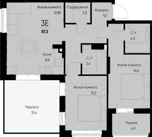 Планировка 3-комн. квартира, 87.4 м² ЖК «Васильевский остров»
