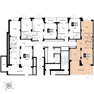 Квартира 2-комн. квартира, 63.5 м² ЖК «Южная Битца» Фото 1 Квартира 2-комн. квартира, 63.5 м² ЖК «Южная Битца» Фото 1