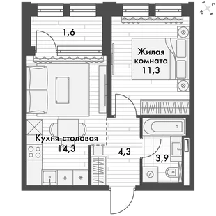 Квартира 1-комн. квартира, 35.8 м² ЖК «Философия» Фото 1 Квартира 1-комн. квартира, 35.8 м² ЖК «Философия» Фото 1