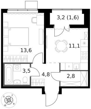 Квартира 1-комн. квартира, 37.4 м² ЖК «1-й Южный» Фото 1 Квартира 1-комн. квартира, 37.4 м² ЖК «1-й Южный» Фото 1
