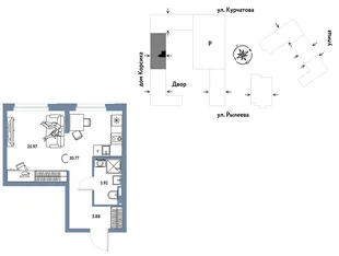 Планировка Студия, 30.77 м² ЖК «Остров-сад»