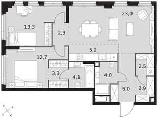 Квартира 3-комн. квартира, 79.3 м² ЖК «Sydney City» Фото 1 Квартира 3-комн. квартира, 79.3 м² ЖК «Sydney City» Фото 1