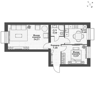 Квартира 2-комн. квартира, 57.6 м² ЖК «ФоРест» Фото 1 Квартира 2-комн. квартира, 57.6 м² ЖК «ФоРест» Фото 1
