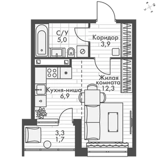 Квартира 1-комн. квартира, 29.8 м² ЖК «ФоРест» Фото 1 Квартира 1-комн. квартира, 29.8 м² ЖК «ФоРест» Фото 1