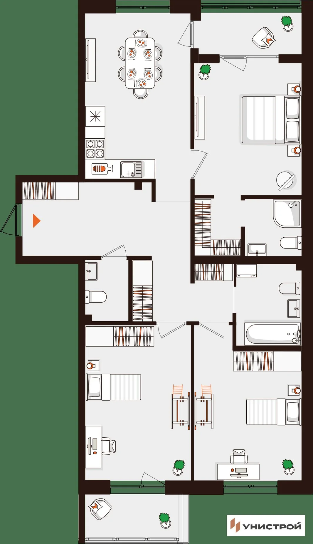 Планировка 3-комн. квартира, 91.14 м² ЖК «Лисино»