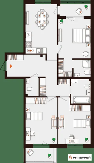 Планировка 3-комн. квартира, 91.14 м² ЖК «Лисино»
