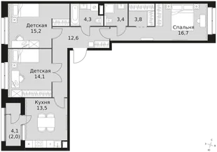 Квартира 3-комн. квартира, 85.6 м² ЖК «Sky Garden» Фото 1 Квартира 3-комн. квартира, 85.6 м² ЖК «Sky Garden» Фото 1