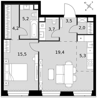 Квартира 2-комн. квартира, 58.8 м² ЖК «Amber Сity» Фото 1 Квартира 2-комн. квартира, 58.8 м² ЖК «Amber Сity» Фото 1